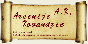 Arsenije Kovandžić vizit kartica